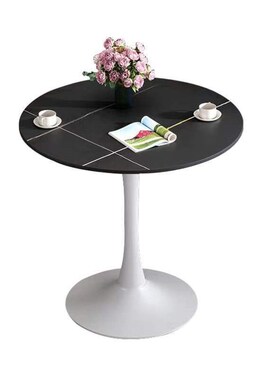 接待会议桌白色办公室洽谈圆桌北欧奶茶桌小岩板S商务咖啡店圆桌