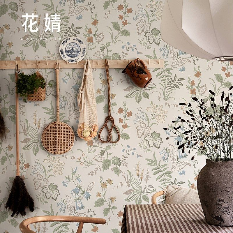 北欧手绘花卉墙布电视背景墙定制壁画卧室餐厅清新壁纸无纺布墙纸,家装主材,定制壁画,淘宝优惠券,粉丝福利购,淘宝优惠卷