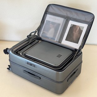 超大容量侧开口行李箱20寸PC登机箱翻盖旅行箱女学生前开口拉杆箱