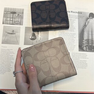 复古超薄钱包女式短款对折搭扣多卡位钱夹高端精致小众设计高级感