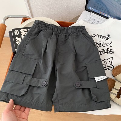 男童夏季纯棉短裤2025新款男孩帅气工装五分裤儿童休闲宽松中裤潮