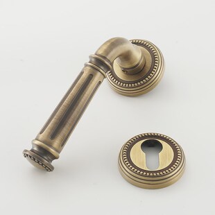 复古门锁全铜美式 木门锁双开门门把手 室内卧室房门锁纯铜静音法式