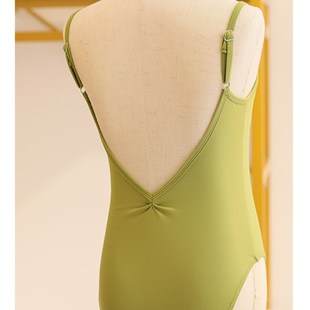 2023少儿新款 吊带女儿童氨纶芭蕾中国舞练功服专业形体服 绿色夏季