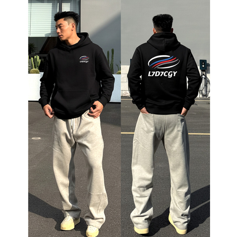 重磅宽松欧美潮牌印花连帽卫衣