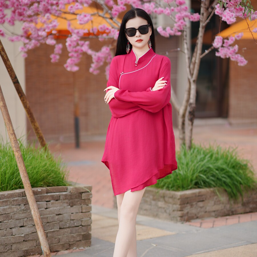 新中式改良民族风设计蒙古风舞蹈服装衬衫女士加长防晒衣国风上衣