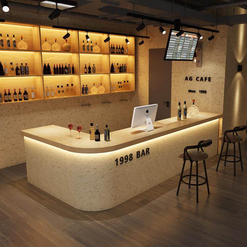 民俗风吧台桌收银台饭店餐厅酒吧台餐饮火锅民宿前台转角柜台定制