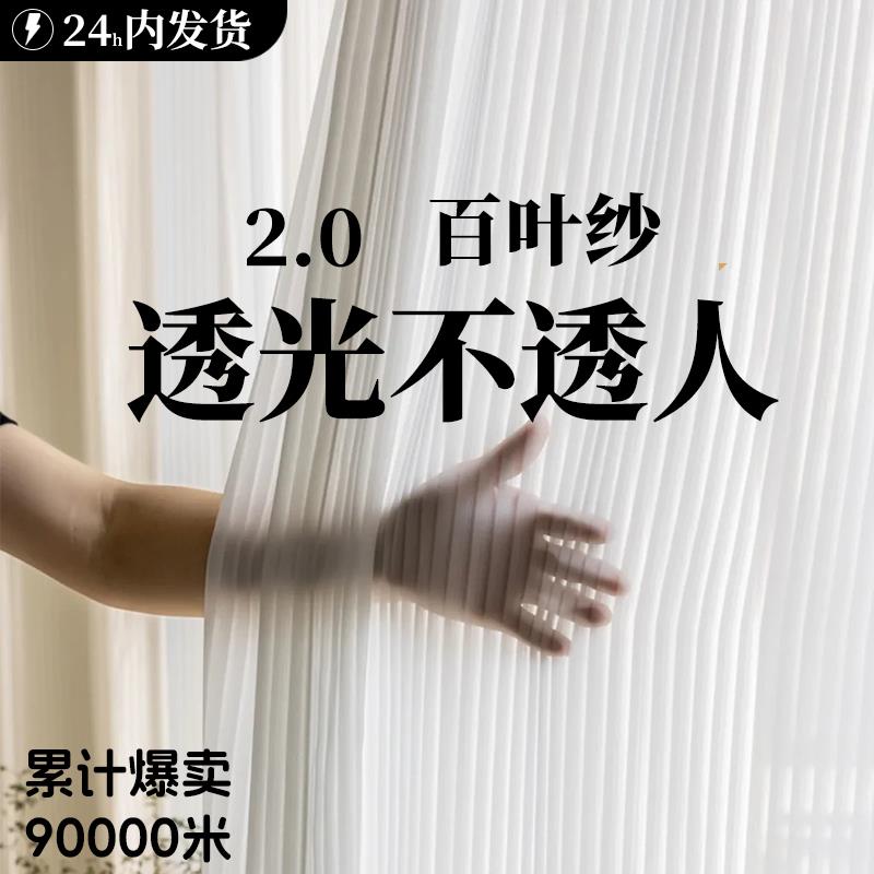 2024新款竖百叶纱帘透光不透人薄纱幻影纱飘窗客厅卧室遮光窗帘