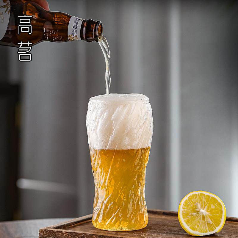 扎啤杯500ml玻璃啤酒杯子高档大容量夏天家用带把水杯果汁饮料杯