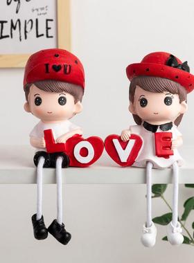 婚庆结婚礼物婚房喜庆装饰吊脚娃娃摆件 家居客厅隔板置物架饰品