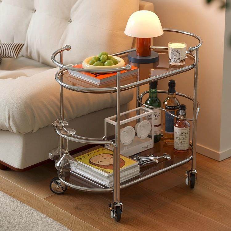 可移动边几家用客厅轻奢高级感玻璃餐车创意小户型沙发小推车茶几