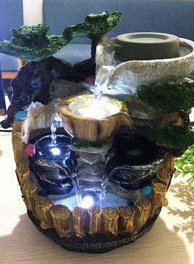 风水轮流水喷泉假山生招财客厅茶桌前台办公室桌开业搬家送礼摆件
