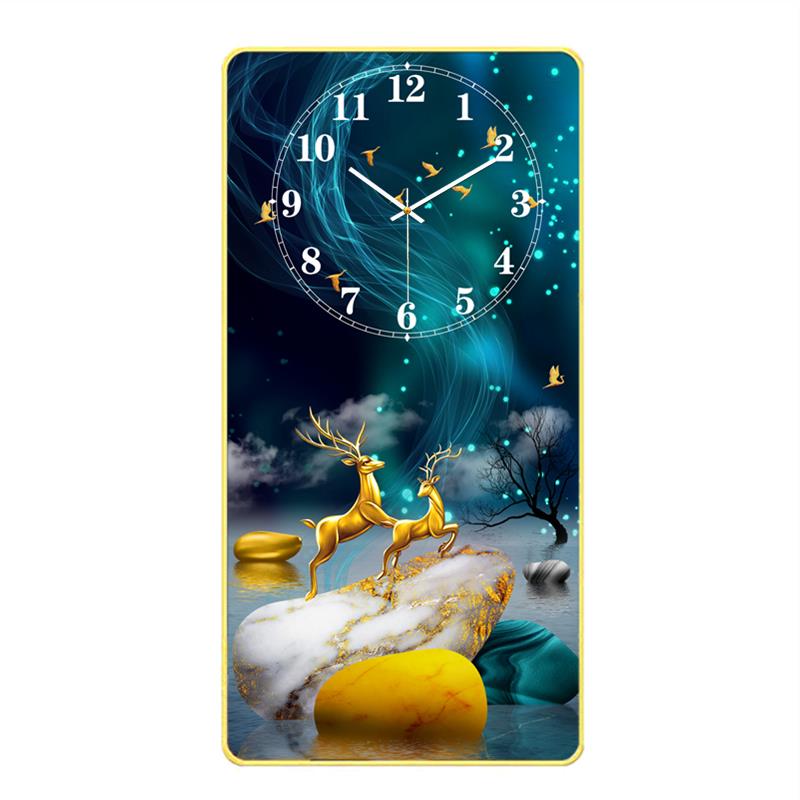 新款创意装饰画 画客厅卧室书房晶瓷超静音挂钟石英钟时钟家用简