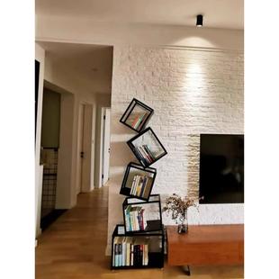 创意方格网红转角立式 铁艺角落书柜 书架落地置物架现代简约免安装