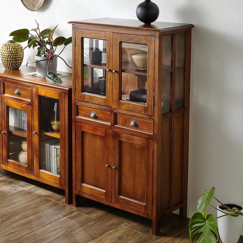 实木中古收纳柜覆古客厅陈列柜展示柜防尘厨房餐边柜书柜橱柜整装