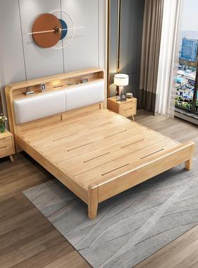 北欧全实木床白色榫卯结构现代简约1.8米双人主卧箱体储物单人床