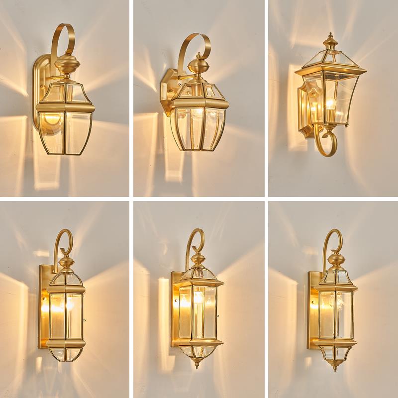 新欧式全铜户外防水壁灯室外庭院子别墅大门两侧外墙屋簷灯露台灯