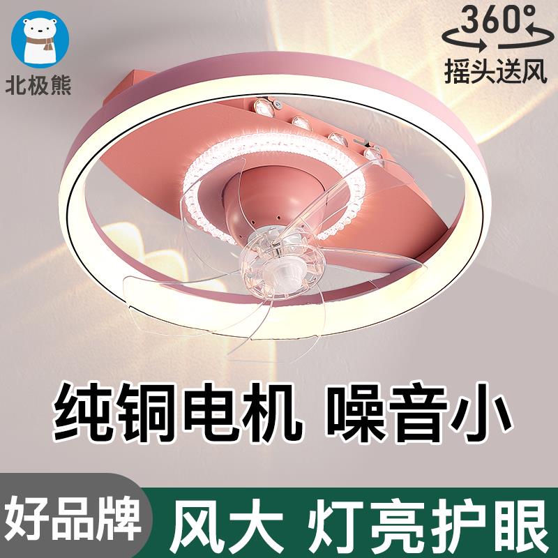 2025新款风扇灯吸顶灯简约客厅餐厅卧室灯儿童房电风扇360度摇头