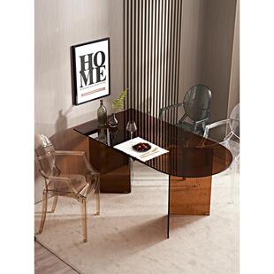 网红钢化玻璃岛式餐桌集成家庭小公寓现代简单可及的豪华餐桌进食