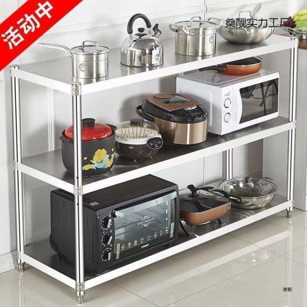 加厚不锈钢厨房架子置物架落地多层微波炉架收纳架锅架储物架