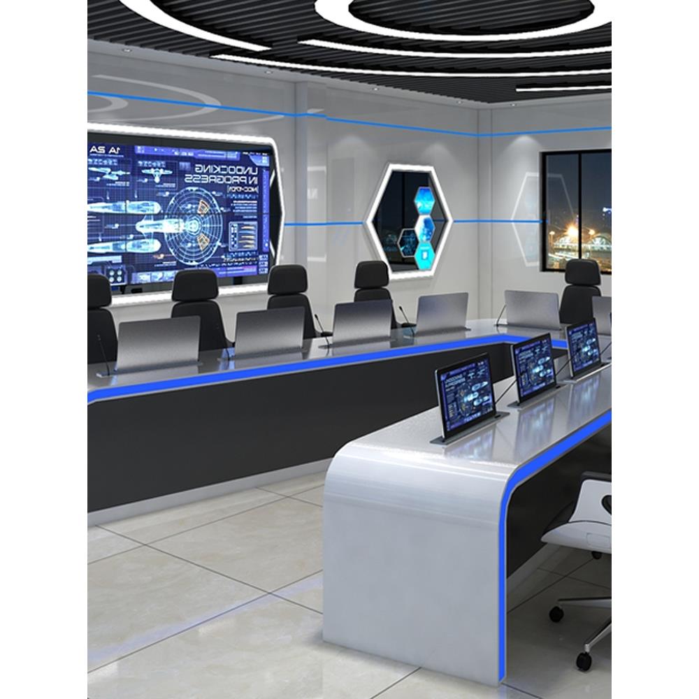 监控控制台操作台定制弧形烤漆科技感中控室监控台指挥中心调度台