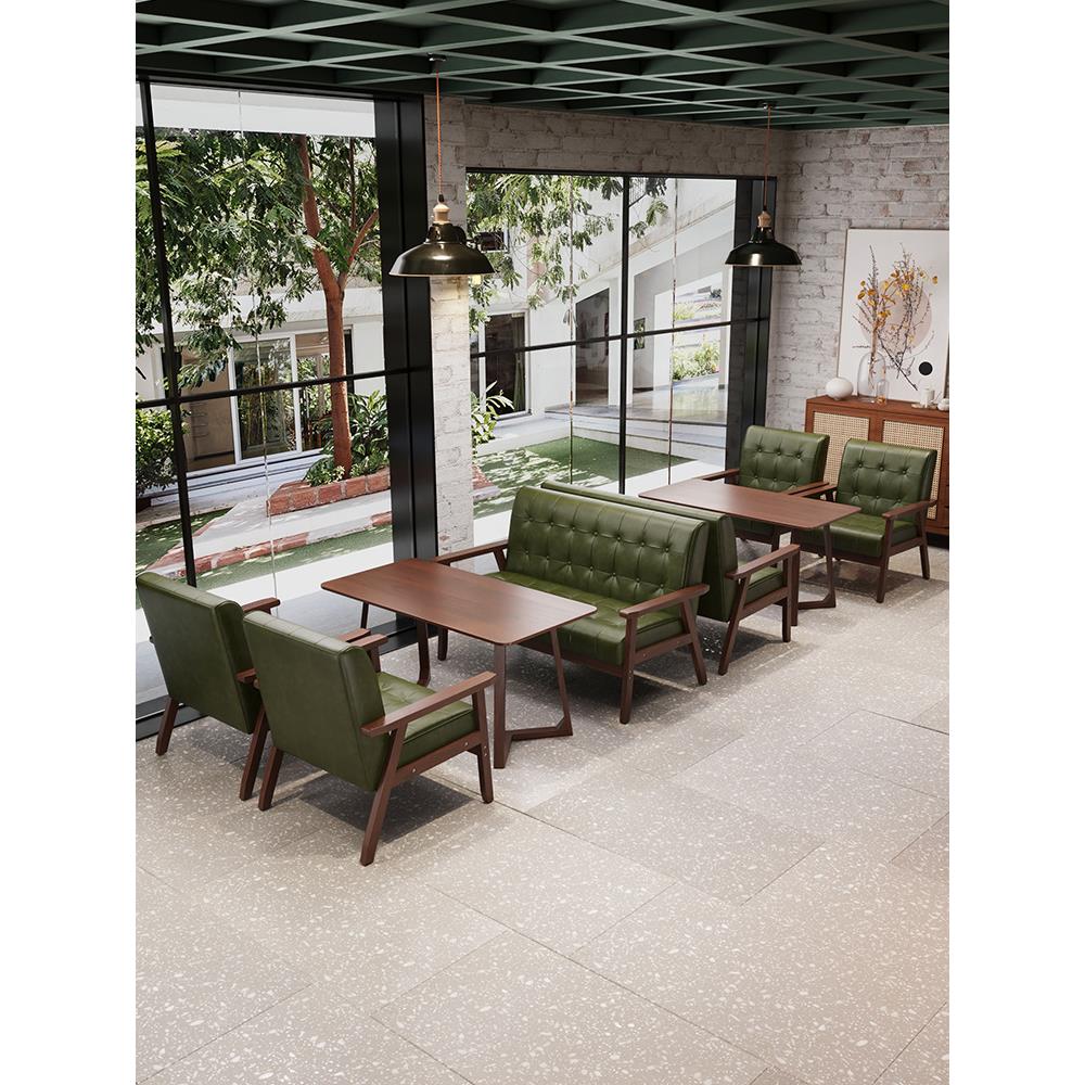 复古酒吧清吧奶茶店咖啡厅桌椅组合餐厅卡座沙发洽谈酒馆商用休闲