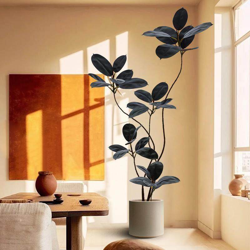 大型落地摆件玄关装饰品电视柜高级仿生客厅仿真绿植橡皮树假盆栽