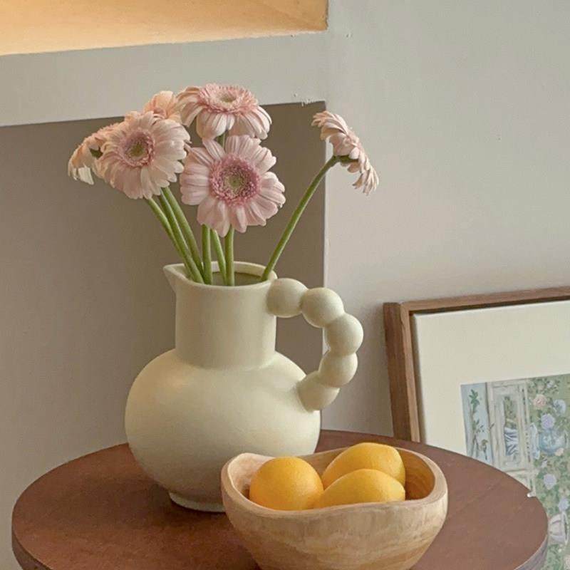 轻奢高级感创意北欧奶壶手提陶瓷花瓶摆件客厅插花陶罐餐桌装饰品,家居饰品,花瓶,淘宝优惠券,粉丝福利购,淘宝优惠卷