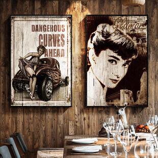 欧美经典电影海报装饰画 画清吧酒吧过道挂画 画覆古怀旧咖啡厅饭