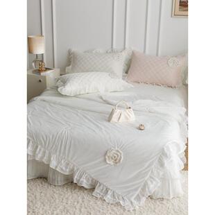 夏季仙女A类凉感乳胶冰丝凉席三件套夏凉被四件套公主风蕾丝床裙