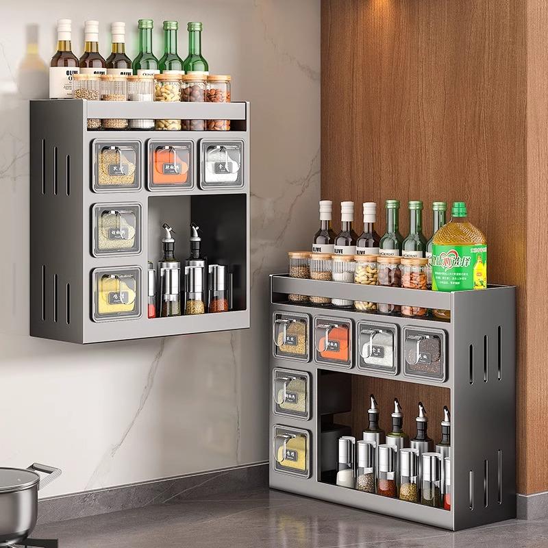 免打孔厨房调料盒罐置物架壁挂台面式调味瓶调味品多功能收纳架子