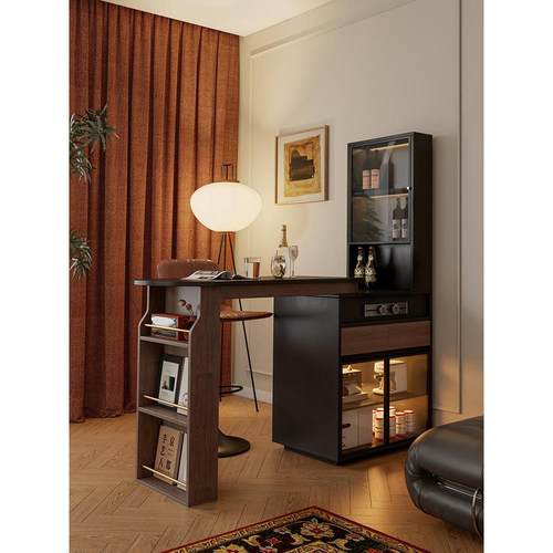 实木酒吧家庭可伸缩小公寓客厅墙隔断餐具柜阳台长高角桌子折叠