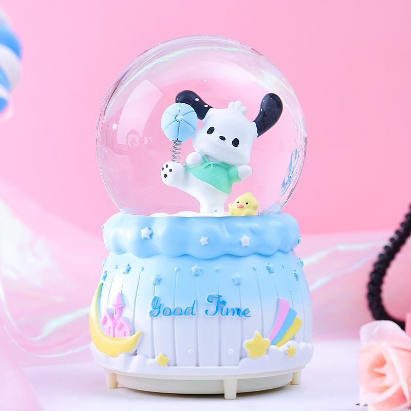 创意彩灯飘雪花可爱萌宠帕恰狗玻璃水晶球音乐盒儿童女生日礼品