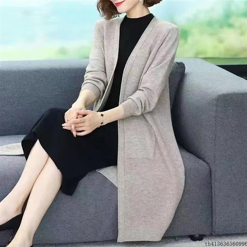 中长款羊绒衫外套女2025秋冬季新款宽松大码洋气针织外搭毛衣开衫