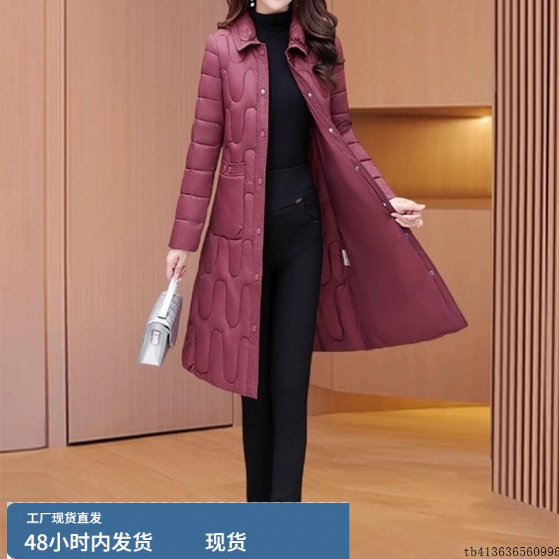 高端轻薄修身九江羽绒棉衣棉服女中长款冬季夹棉袄子外套洋气妈妈