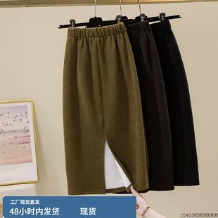 燈芯絨包臀裙高腰a字裙冬裙 秋冬雪尼爾加絨加厚半身裙女中長款