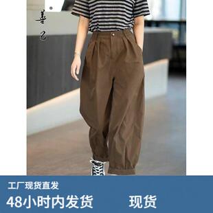 时尚工装哈伦裤女2026夏装新款宽松显瘦休闲罗卜裤高腰百搭九分裤