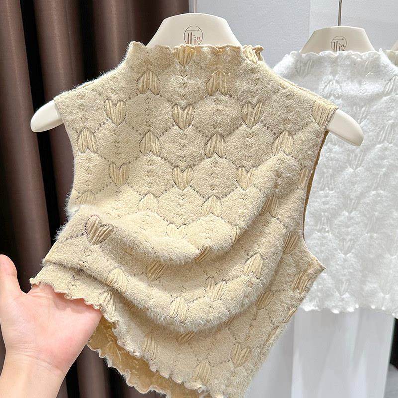 木耳边假领子内搭百搭女秋冬毛衣领子太低神器半高领蕾丝打底背心