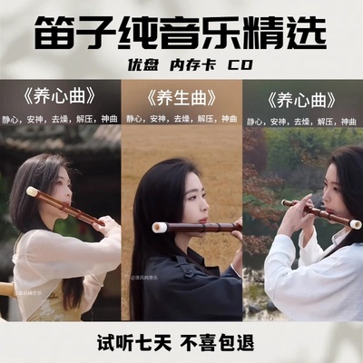 车载笛子纯音乐优盘五音疗愈养心悠扬舒缓茶室庭院优盘内存卡CD