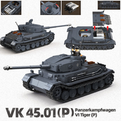 履带装 二战虎P六号坦克VK45.01P拼装 模型积木虎式 甲车男孩8岁玩具