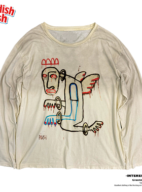 interesting灵魂 创意艺术独特水洗脏脏长T朋克穿搭纯棉oversize