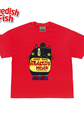 大红色！亮色美式嘻哈rap小众无性别大码重磅纯棉ins风短袖T恤