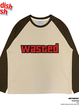 interesting灵魂 潮流穿搭美式日常宽松百搭小众ootd纯棉插肩长袖