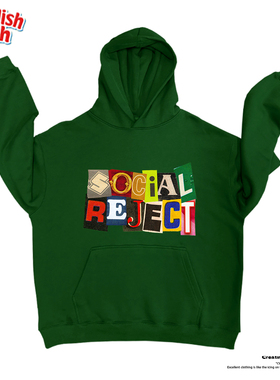 墨绿色！美式！拼接字母卡通男女上衣独特oversize连帽卫衣厚重感