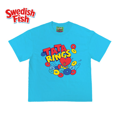 浅湖蓝色！240g纯棉宽松落肩美式Ootd原创小众卡通阿美咔叽短袖T