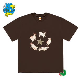 interesting灵魂！兔子卡通趣味插画大学生潮牌小众设计感短袖T恤