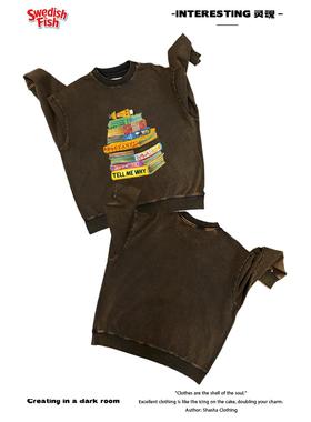 interesting灵魂  美式做旧图书泡泡棉JHYQ厚重感男女上衣圆领卫