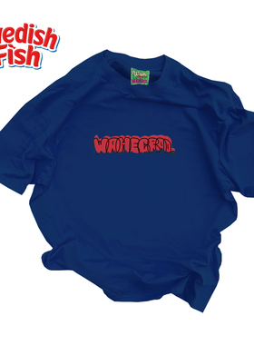 深蓝色！阿美咔叽oversize无性别小众千禧风高街重磅vintage短袖T