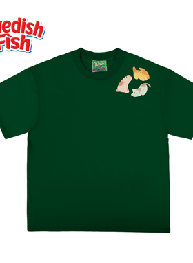 墨绿色！卡通oversize阿美咔叽无性别小众美式重磅纯棉Ootd短袖T