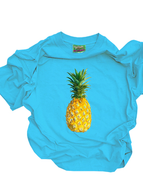 浅湖蓝色！ins风街头oversize嘻哈阿美咔叽高街亮色高级感短袖T恤