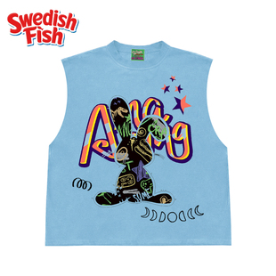 雾霾蓝 T恤 oldschool街头奢潮穿搭原创千禧风JHYQ高街重磅砍袖